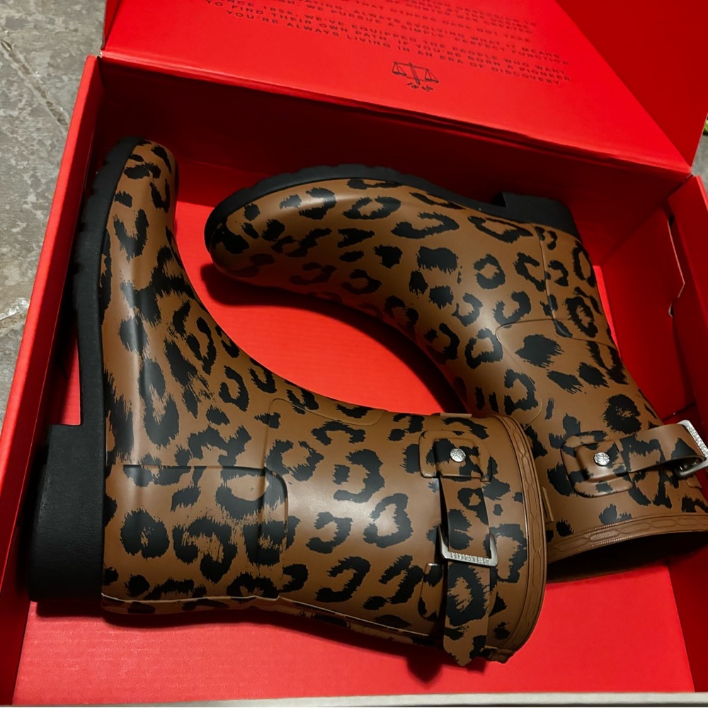Hunter boots short leopard print